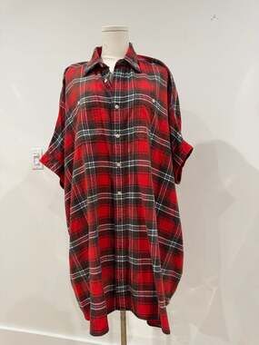 R13 Oversized Boxy Plaid Flannel Shirt Red Black Size Medium